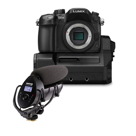 Panasonic Lumix DMC-GH4 Camera w/DMW-YAGH AV Interface- Black W/Shure VP83F Mic