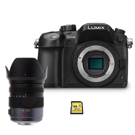 Panasonic Lumix DMC-GH4 Digital Camera with 14-140mm f/4-5.8 Lens & 32GB Card
