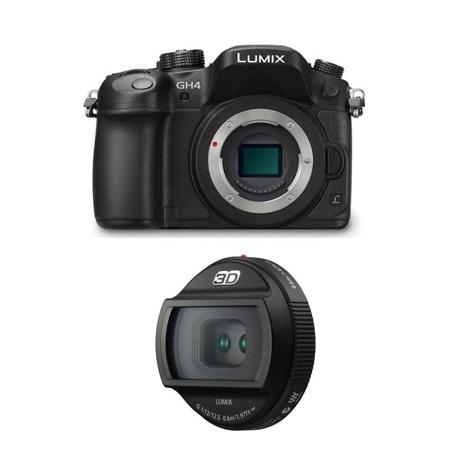 Panasonic Lumix DMC-GH4 Mirrorless Body Black With Pan 3D Lumix G 12.5mm Lens
