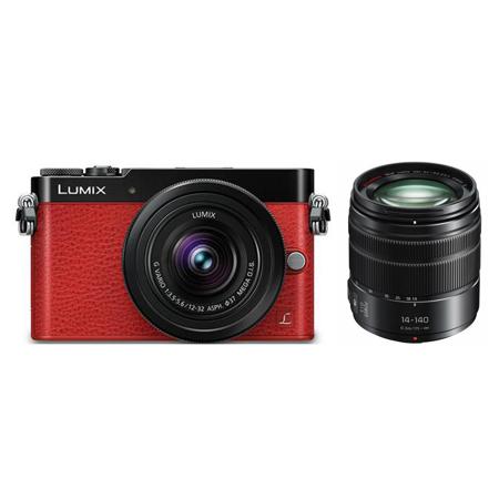 Panasonic Lumix DMC-GM5 Mirrorless Camera w/12-32mm Lens Red W/14-140 Lens Black