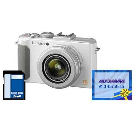Panasonic Lumix DMC-LX7 Camera White, w/3.8x24mm WA Leica Zoom Lens, Bundle "G"