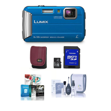 Panasonic Lumix DMC-TS30 Digital Camera with Free Accessories, Blue