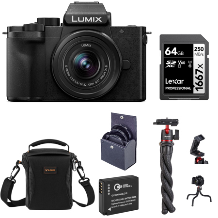 LUMIX DC-G100D Camera with G Vario 12-32mm f/3.5-5.6 ASPH Lens, w/Essentials Kit