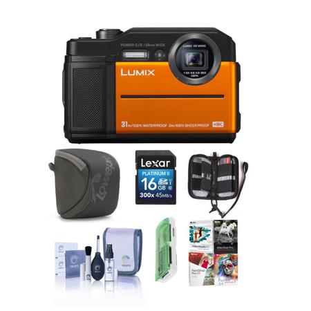 Panasonic Lumix TS7 Waterproof Tough Camera 4.6X Orange With Free PC Acc Bundle