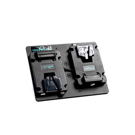 IndiPRO Dual Battery Adapter Plates with 4-Pin XLR Connector and Locking Clamp V-Mount
