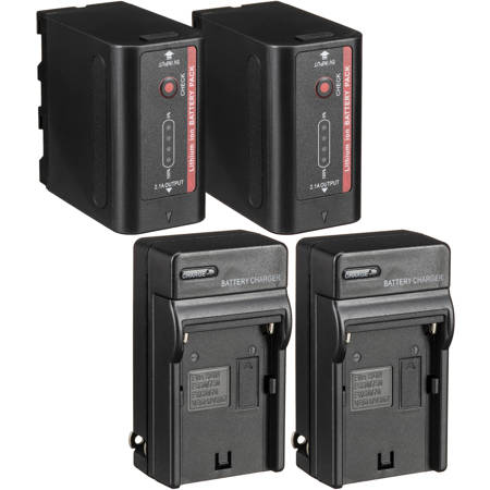 IndiPRO 2x NP-F980 6600mAh Li-Ion Batteries & 2x NP-F Single Battery Charger Kit