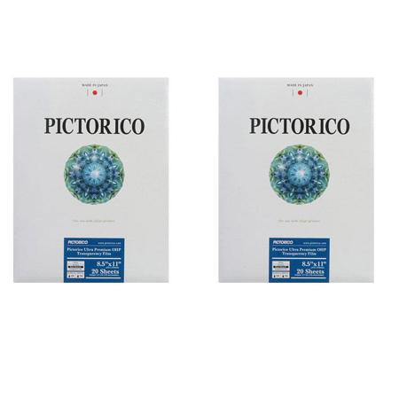 Pictorico 2x TPS100, Ultra Premium Over Head Projector Transparency Inkjet Film, 184gsm, 5.7 mil., 8.5x11", 20 Sheets