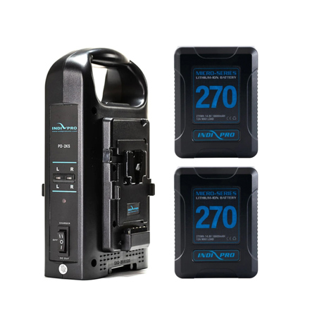 IndiPRO 2x Micro-Series 270Wh V-Mount Li-Ion Battery and Dual Charger Kit