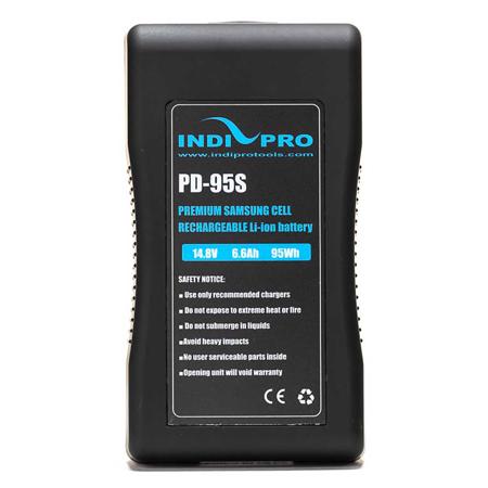 IndiPRO Compact 95Wh V-Mount Li-Ion Battery with Power LED Gauge Display