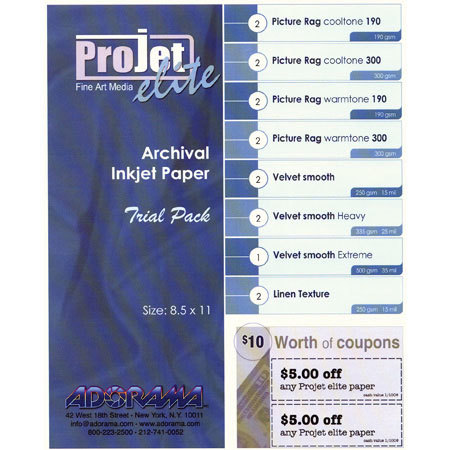 Projet Elite 8-1/2x11in Inkjet Trial Pack, 20 Sheets