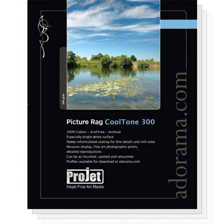 ProJet Picture Rag, Cool Tone, Dual Sided, Smooth Matte, Archival Fine Art Inkjet Paper, 190gsm, 17x22", 50 Sheets.