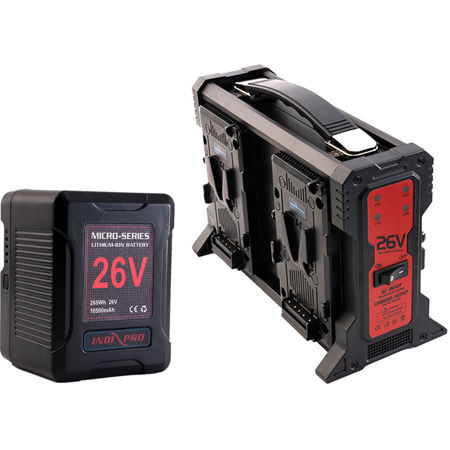 IndiPRO Micro-Series 26V 260Wh Lithium-Ion Battery and 26V Charger Kit, V-Mount