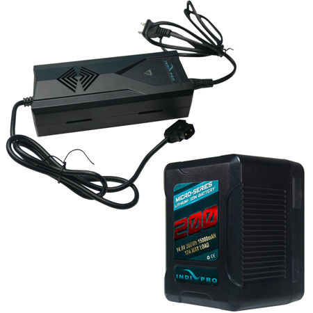 IndiPRO Micro 200Wh V-Mount Battery and 8.A 16.8V D-Tap Pro Supercharger Kit