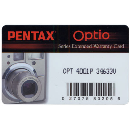 Pentax 2 Years Extended Warranty f/Optio Digital Camera