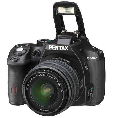 Pentax K-500 DSLR Camera, Black, with Black DAL 18-55mm & DAL 50-200mm Lenses