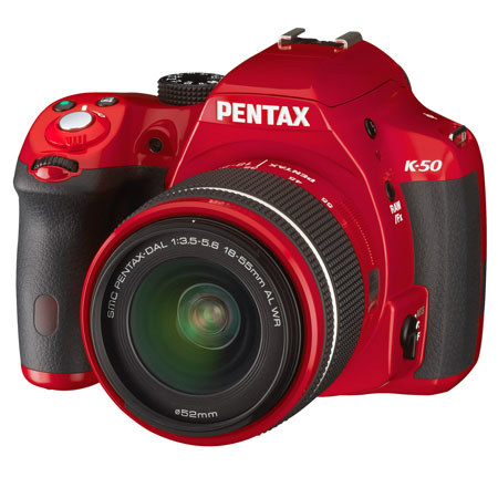Pentax K-50 DSLR Camera w/ DA L 18-55mm WR Lens - Red