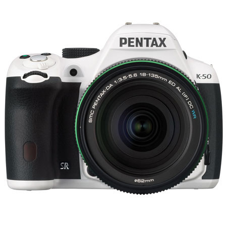 Pentax K-50 DSLR Camera with DA 18-135 WR Lens kit- White