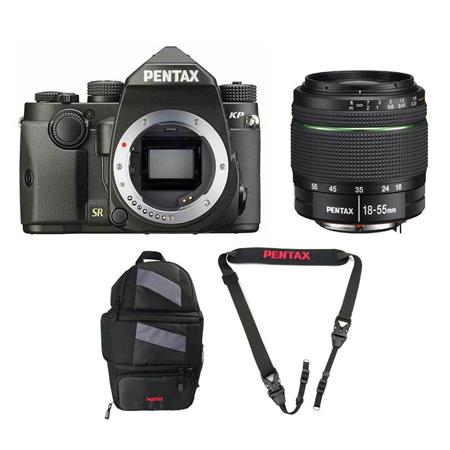 Pentax KP 24MP TTL Autofocus DSLR Camera, Black W/SMCP-DA 18mm-55mm