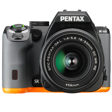 Pentax K-S2 DSLR Camera with 18-50mm WR Lens- Black/Orange