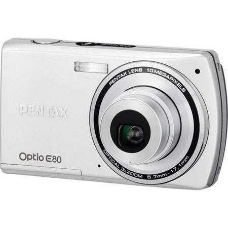 Pentax Optio E80 Camera Kit with 4GB Card/Case, Sliver