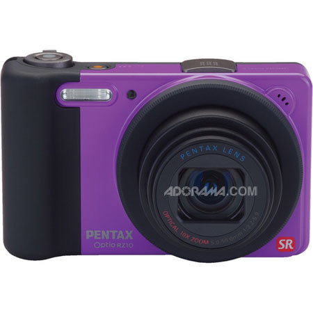 Pentax Optio RZ10 Slim Digital Camera 14.1MP, 10x Zoom, Violet #16861 -BUNDLE-