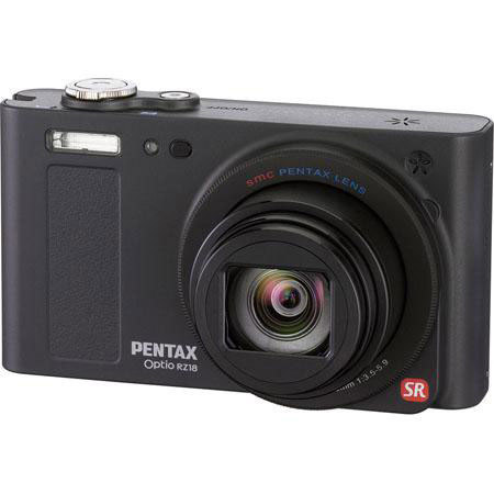 Pentax Optio RZ18 16 MP Slim Digital Camera, 18x Zoom, Black #14161 -BUNDLE-