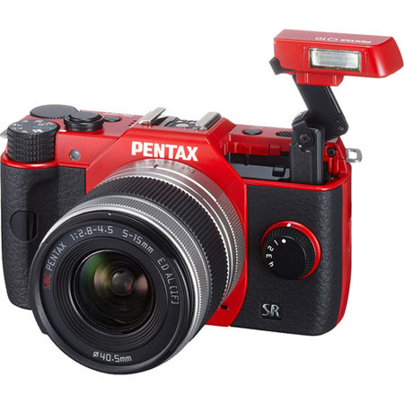 Pentax Q10 Compact Digital Camera with 02 3x Zoom Lens - Red Body/Black Trim