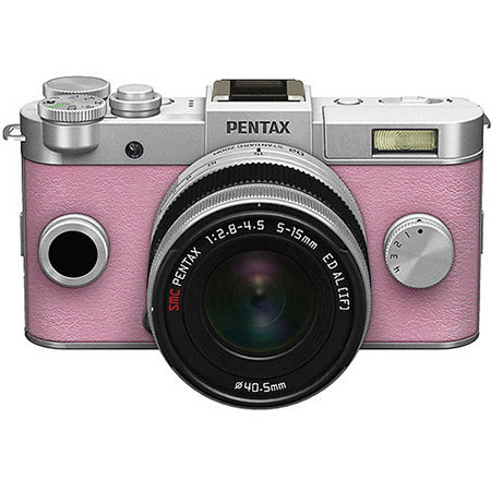 PENTAX Q-S1 Mirrorless Camera w/5-15mm Lens - Silver/Pale Pink