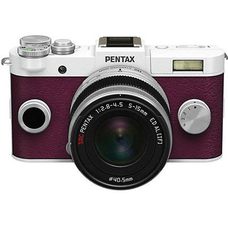 PENTAX Q-S1 Mirrorless Digital Camera w/5-15mm Lens - White/Burgundy