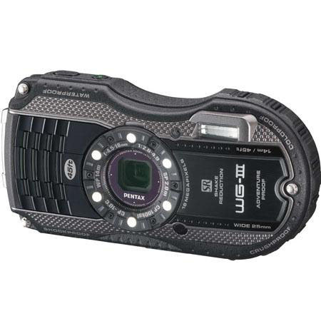 Pentax WG-3 Camera, Black, Bundle w/Camera Pouch, 16GB Card, Cleaning Cloth