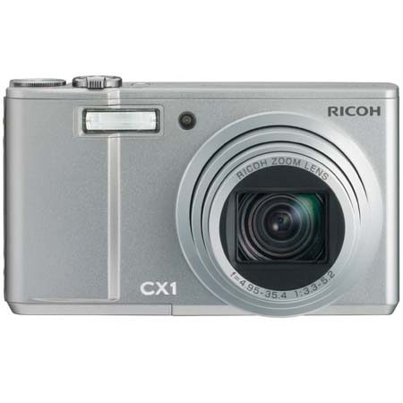Ricoh CX1 Dig P&S Cam, 9.29MP w/ 7.1x Optical Zm,Silver
