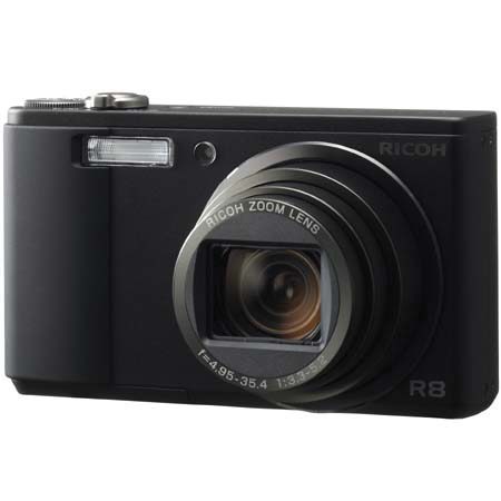 Ricoh R8 Digital Point & Shoot Camera, 10mp, with 7.1x Optical Zoom, 4.8x Digital Zoom, 2.7" LCD Display - Black Finish - Demo Model