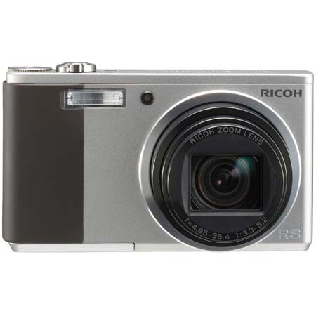 Ricoh R8 Digital Point & Shoot Camera, 10mp, with 7.1x Optical Zoom, 4.8x Digital Zoom, 2.7" LCD Display - Silver Finish - Demo Model