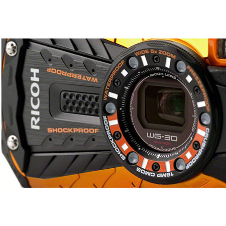 Ricoh WG-30W Digital Camera, Flame Orange