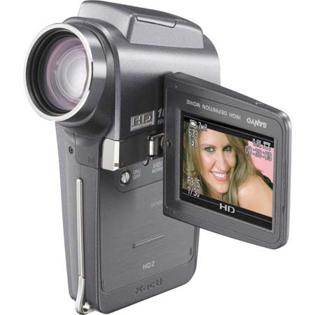 Sanyo Xacti VPC-HD2 Digital Media Camera, 7.1 Megapixel, 10x Optical Zoom, 10x Digital Zoom and 2.2" LCD Screen.