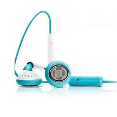 iSkin earTones Stereo Headset with Mic, Blue/White