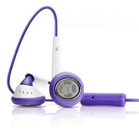 iSkin earTones Stereo Headset with Mic, Purple/White