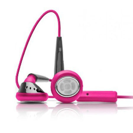 iSkin earTones Stereo Headset with Mic, Pink/Black