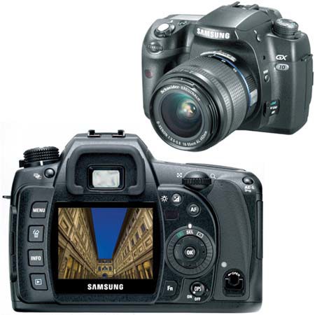 Samsung Digimax GX-10, 10.2MP Digital SLR Camera Body with D-Xenon 18-55mm Zoom Lens, with Pentax KAF Bayonet Mount, 2.5" LCD Screen.