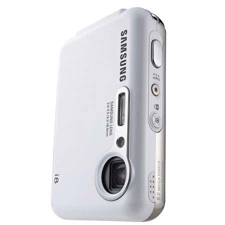 Samsung Digimax I8 Digital Point & Shoot Camera, 8.2 Megapixel, 3x Optical Zoom, 2.7" LCD Screen, White
