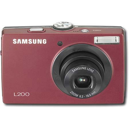 Samsung Digimax L200 Digital Camera kit, Red with 2 GB SD Memory Card, Tripod, Camera Case, Card Reader with 2.0 USB Cable ,Cleaning Kit & Media Case
