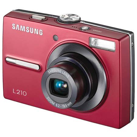 Samsung Digimax L210 Digital Point & Shoot Camera, 10.2 Megapixel, 3x Optical Zoom, 2.5" LCD Screen, Red