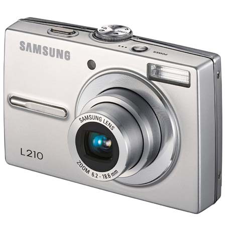 Samsung Digimax L210 Digital Point & Shoot Camera, 10.2 Megapixel, 3x Optical Zoom, 2.5" LCD Screen, Silver