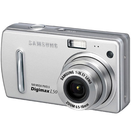 Samsung Digimax L50 SE Digital Camera Kit, 5.0 Megapixel, 3x Optical Zoom, 4x Digital Zoom, 2.5" LCD Screen, Silver
