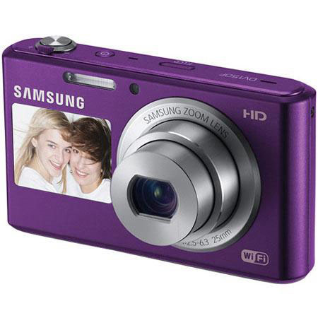 Samsung DV150F Dual-View Smart Digital Camera, Plum, w/Accessory Bundle