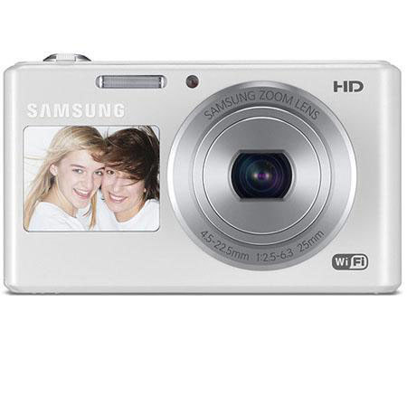 Samsung DV150F Dual-View Smart Digital Camera, White - Bundle "A"