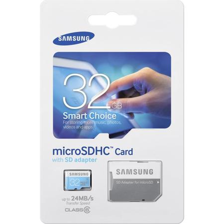 Samsung 32GB Class 6 (HD) microSDHC Memory Card + Adapter