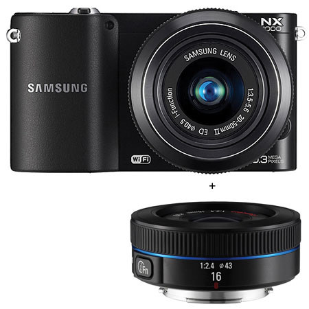 Samsung NX1000 Digital Camera with 20-50mm & 16mm Lens, Black