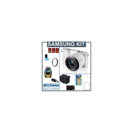 Samsung NX1100 Mirrorless Digital Camera,20-50mm f/3.5-5.6 Lens,White,w/BUNDLE B
