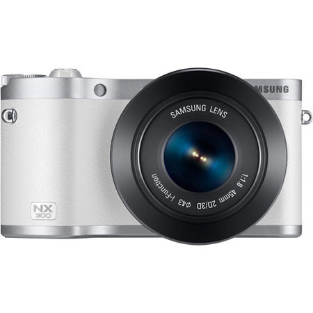 Samsung NX300 Mirrorless Digital Camera -White- w/Samsung 45mm f/1.8 2D/3D Lens